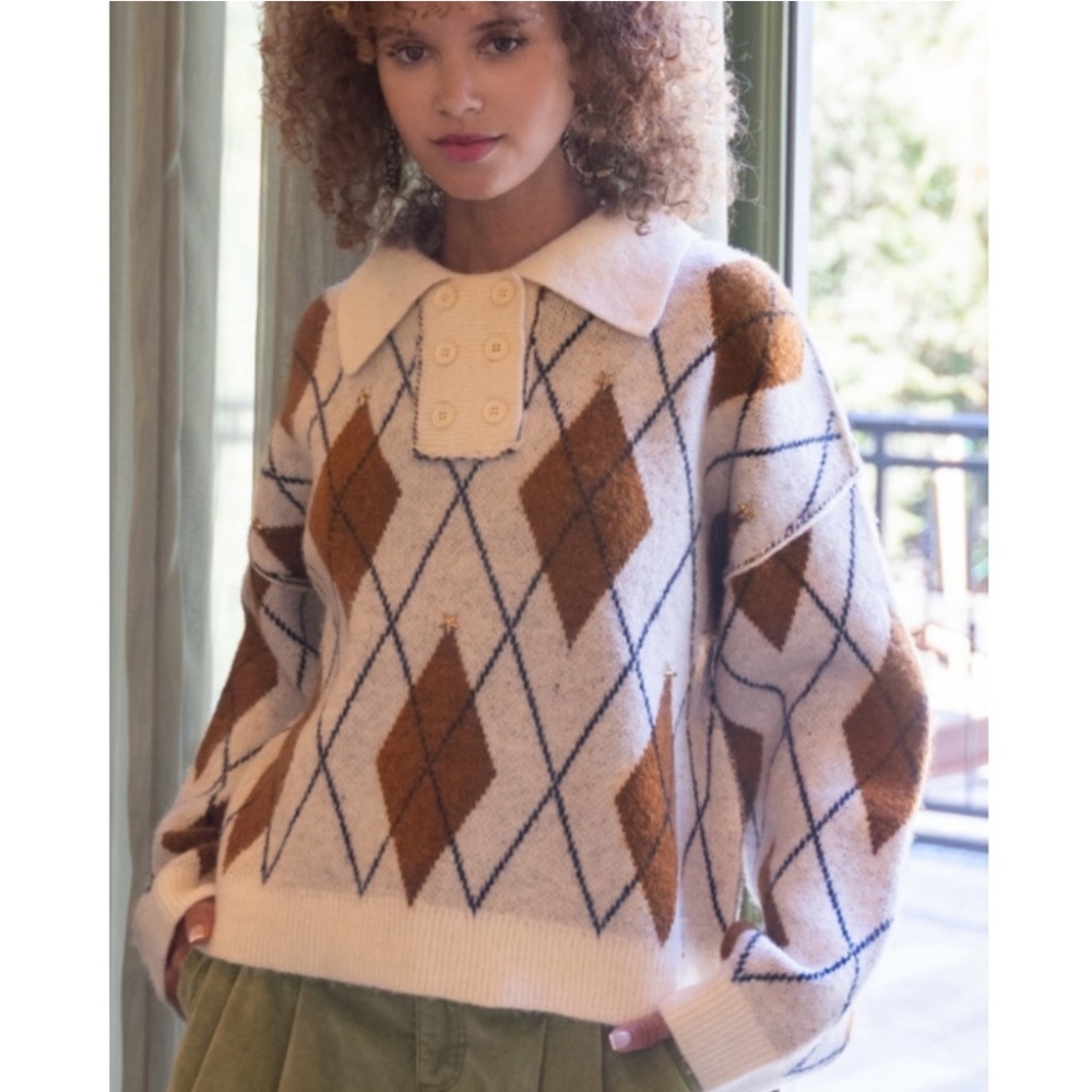 💝Boutique~POL Argyle Sweater - Picture 5 of 6